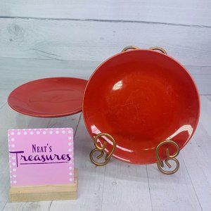 Mulberry Home Collection CRANBERRY RED Solid Salad Dessert Coupe Plates Set of 2